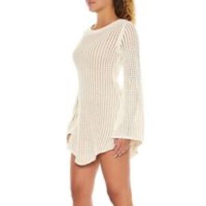 Forever 21 Sheer Crochet Bell-Sleeve Dress